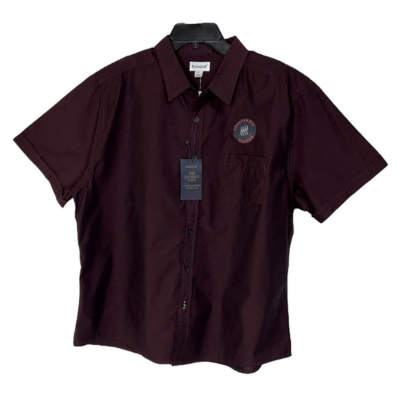 Haggar Other - Haggar Tuckless Burgundy Short Sleeve Cotton Button Down Shirt - Size XL, NWT